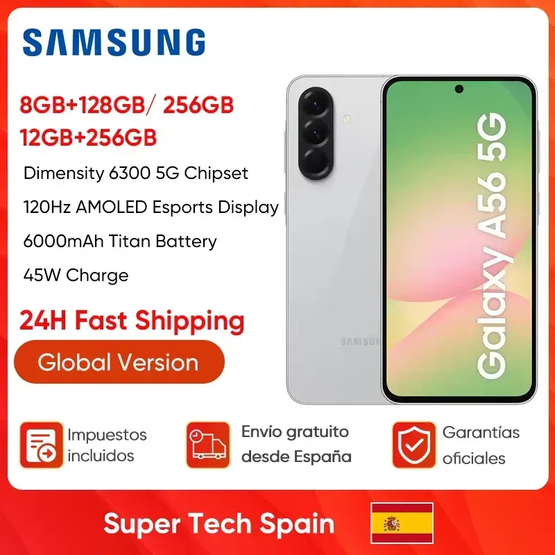 Samsung Galaxy A56 5G AI Smartphone Globale Version Exynos 1580 6,7 Zoll Super AMOLED 120 Hz Display 50 MP Kamera 5000 mAh 45 W Ladung