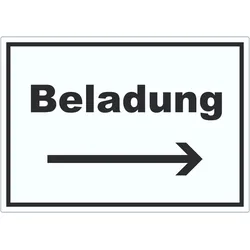 Beladung Aufkleber mit Text und Richtungspfeil rechts Transport Fracht waagerecht A4 (210x297mm)