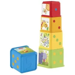 FISHER-PRICE CDC52 Entdecker- und Stapelwürfel, Steckspiel, Stapelturm, Stapel-Spielzeug