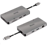 Club 3D USB Gen1 Typ-C 8-in-1 Hub mit 2x HDMI, 2x USB-A, RJ45, SD/Micro SD, grau