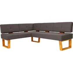 Eckbank HOME AFFAIRE "Ponza Polsterbank, Esszimmerbank", braun (eiche geoelt, braun, natur), B:201cm H:85cm, Stoff, Sitzbänke, mit Massivholzgestell, Küchenbank in tollen Farben, Breite 201x161 cm