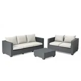 KETER Allibert Salta Gartenmöbel Set | mit Gartensofa und Esstisch | Wetterfeste Rattanoptik Gartenlounge