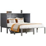 Flieks Schrankbett Holzbett Doppelbett Klappbett 140x200cm grau