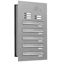 AL Briefkastensysteme 5er V2A Edelstahl inkl. Zeitungsfach