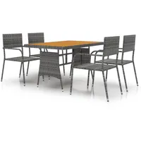 vidaXL Polyrattan Garten-Essgruppe 5-tlg. grau 3120102