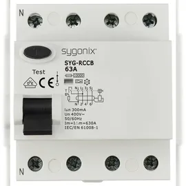 Sygonix SY-6438024 SYG-RCCB 3P+N/A63/10kA/300mA Fehlerstrom-Schutzschalter A 4polig 63 A 0.3 A 400 V/AC