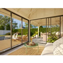 Palmako Pavillon Bianca 16,6 m2 Set 206 Slide - 28 mm weiß lackiert