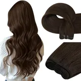 Easyouth Echthaar Tressen Haarveralngerung Braun Tressen Extensions Echthaar Dunkelbraun Haartressen Echthaar Naturlich Glatt Haar 50 cm 100g #2