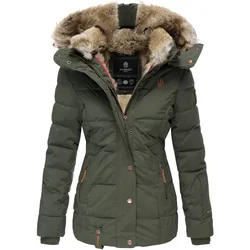 MARIKOO Damen Stylischer Winterjacke Steppjacke Mit Großer Kapuze Nekoo