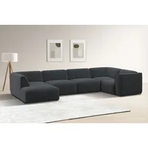 Raum.Id Wohnlandschaft Merid U-Form, jederzeit durch Module erweiterbar, B/T/H: 367/206/70 cm«, Cord Ottomane links grau/anthrazit