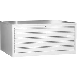 PROREGAL Flachablagenschrank Chinchilla | 5 Schubladen | Schwanenhalsgriff | HxBxT 53x113x83 cm | Holzabdeckplatte | Grau