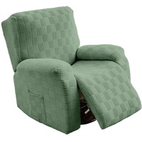 Lehnstuhlhussen - Weiche Stretch Liegestuhl Schonbezüge Sesselbezug, rutschfeste Liegestuhlbezug mit Seitentasche für Einzelsitz Liegestuhl für Stuhlschoner (Green Cookie)