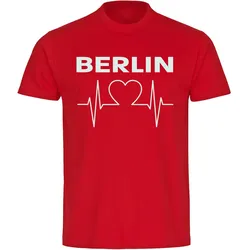 multifanshop Kinder T-Shirt - Berlin rot - Herzschlag - Druck weiß - Kind