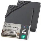 nyvi Spannbettlaken Jersey 120 x 200 - 130 x 200 cm anthrazit 2 St.