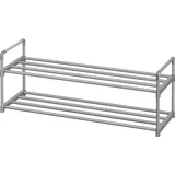 Famanu Schuhregal 2 Ebenen - Metall - 8/10 Paar - Stapelbar - Grau - 30 x 92 x 34 cm
