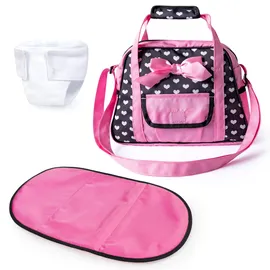Bayer Puppen Wickeltasche schwarz Herzen Pink/Rosa