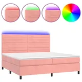 vidaXL Boxspringbett mit Matratze & LED Rosa 200x200 cm Samt