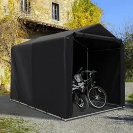 Costway Fahrradabdeckung 160x218x164cm Fahrradgarage mit aufrollbarer Reißverschlusstür grau