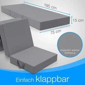 Bestschlaf ELONEO Klappmatratze, Gästematratze, 75x195x15 cm, grau