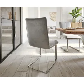 DeLife Freischwinger Lelio-Flex Samt Grau Freischwinger flach Edelstahl Taschenfederkern