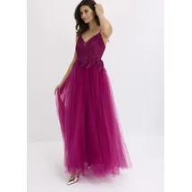 bonprix Abendkleid Maxi Tüll mit Spitze Pink 36