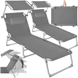 Tectake tectake® Gartenliege, klappbar, 4-fach verstellbare Rückenlehne mit Kopfpolster, 190 x 68 x 65 cm