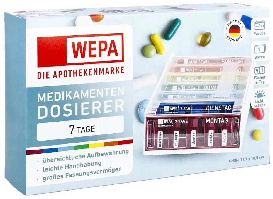 Wepa Medikamentendosierer 7 Tage Regenbogen/UV-Schutz+
