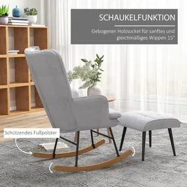 Homcom Schaukelstuhl mit Hocker Armlehnsessel, Stillsessel mit Leinenoptik, Schaukelsessel bis 130 kg Belastbarkeit für Schlafzimmer, Wohnzimmer, Sessel, Schaukelstühle