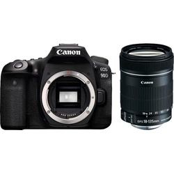 Canon EOS 90D EF-S 18-135mm f/3.5-5.6 IS USM NANO Spiegelreflexkamera (Canon EF-S 18-135mm f/3.5-5.6 IS, 32,5 MP, Bluetooth, WLAN (Wi-Fi) schwarz
