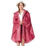 NUUR Damen Regenponcho Regenmantel Unisex Regenjacke Wasserdicht Regencape Wiederverwendbar mit Kapuze Rosa - Einheitsgröße