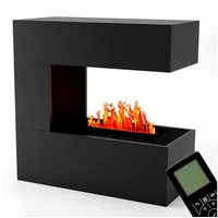 Kaminlicht Elektrokamin Room Divider Wasserdampf Kamin, Standkamin elektrisch, Elektrischer Kamin, Wasserdampfkamin mit 3D Feuer und Knisterfunktion schwarz