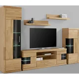 Home Affaire Wohnwand HOME AFFAIRE "Ribe Wohnwand Set-5 St.", braun (eiche teilmassiv), B:260cm H:180cm T:35cm, Holz teilmassiv, Kastenmöbel-Sets, Wohnwand, Glaseinsatz aus gehärtetem Glas,Böden teilweise versetzbar