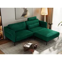 Ecksofa SALENTO L Velvet Dunkelgrün - dunkelgrün