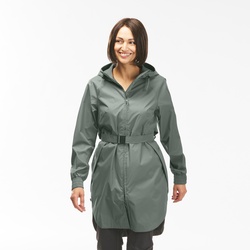 Regenjacke Damen wasserdicht lang Wandern - Raincut, braun|grün, S