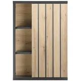 Stella Trading NIZZA Badezimmer Hängeschrank in Graphit, Artisan Eiche Optik - Badezimmerschrank Bad Schrank mit viel Stauraum - 50 x 72,5 x 23 cm (B/H/T)