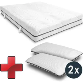 sleezzz 7 Zonen Viskoelastik-Matratze Sleezzz Smart 180 x 200 cm, Höhe 18 cm, Härtegrad H3 mit Air Memoryschaum + 2 x Sleezzz® Smart höhenverstellbares...