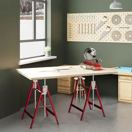 Homcom 2 x Gerüstbock Unterstellbock Klappbock bis 200kg Stahl Rot