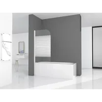 Marwell White Stripes«, mit Sichtschutz, Breite: 125 cm – 1-teilige schwingbare Duschwand in matt weiß – Duschabtrennung aus 4 mm Einscheibensicherheitsglas für Badewanne