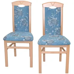 Polsterstuhl Esszimmer modern mit Blumen Motiv Blau (2er Set)