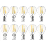 Aigostar 10 x 4w E14 LED Birne Filament Leuchtmittel mit klarem Glas G45|Ø45x78mm|Warmweiß|470 Lumen