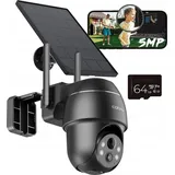 COOAU 5MP Solar Überwachungskamera Außen Akku mit PTZ, WLAN IP Kamera Outdoor Kabellose mit PIR-Sensor, Farbnachtsicht, Alexa, 2-Wege-Audio, 64 SD