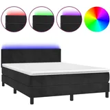 vidaXL Boxspringbett mit Matratze & LED Schwarz 140x200 cm Samt