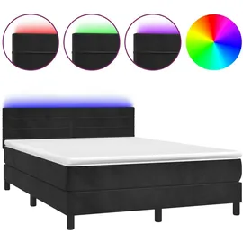 vidaXL Boxspringbett mit Matratze & LED Schwarz 140x200 cm Samt