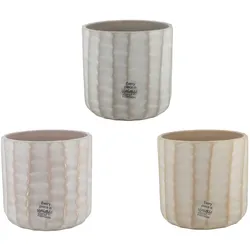 Decoris 1 Blumentopf 13x13cm Keramik Übertopf Blumenübertopf klein Steingut Deko Pflanzentopf Topf Sukkulenten Kakteen Kräuter Beige Gold