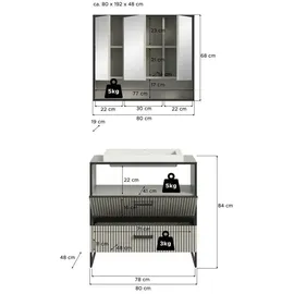 Möbel Kraft BAGNO 3-tlg. Schwarz