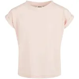 URBAN CLASSICS Mädchen Organic Extended Shoulder Tee – Lockeres T-Shirt im Loose Fit aus Bio-Baumwolle, kurzärmelig, Basic Sommer Shirt für Freizeit & Alltag,Rosa,110-116