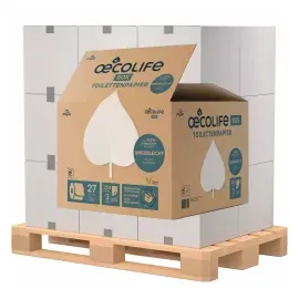 oecolife Toilettenpapier Box UNGEBLEICHT, 3-lagig, 27 Rollen