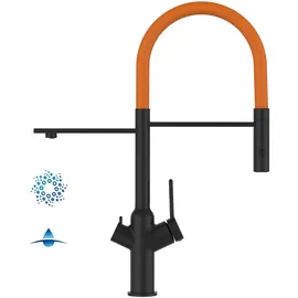 VIZIO 4 Wege Wasserhahn Einhebelmischer Schwarz Matt Orange