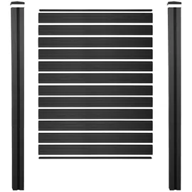 MCW WPC-Sichtschutz Savoie, Windschutz Zaun, WPC-Pfosten zum Einbetonieren ~ Basiselement, 195cm anthrazit