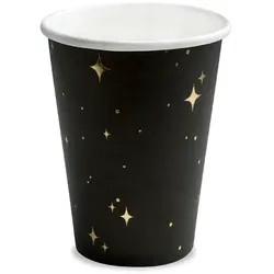 6 Becher schwarz mit Muster gold